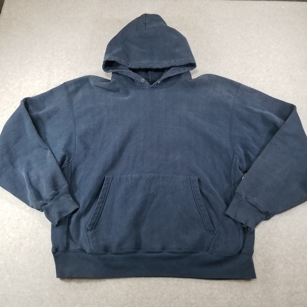 Vintage Champion Reverse Weave Hoodie Mens Extra Large Faded Blue Premium Y2K